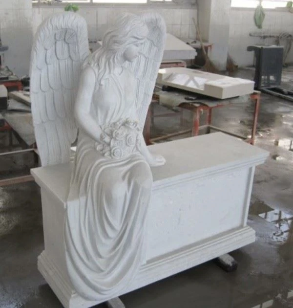 White Marble Angel Monument