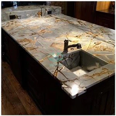 Blue Roma Quartzite Kitchen