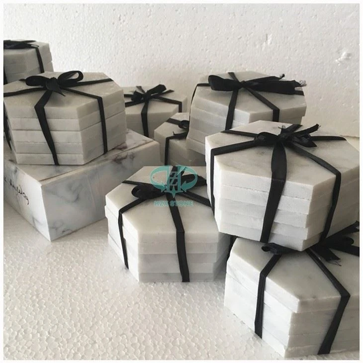 Hexagon Marble Coasters