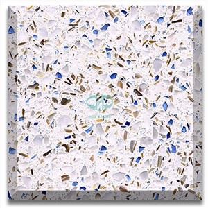 Cobalt Blue Glass White Terrazzo Stone
